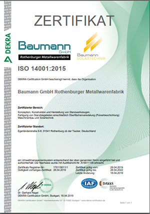 Zertifiziertes Umweltmanagement Baumann GmbH